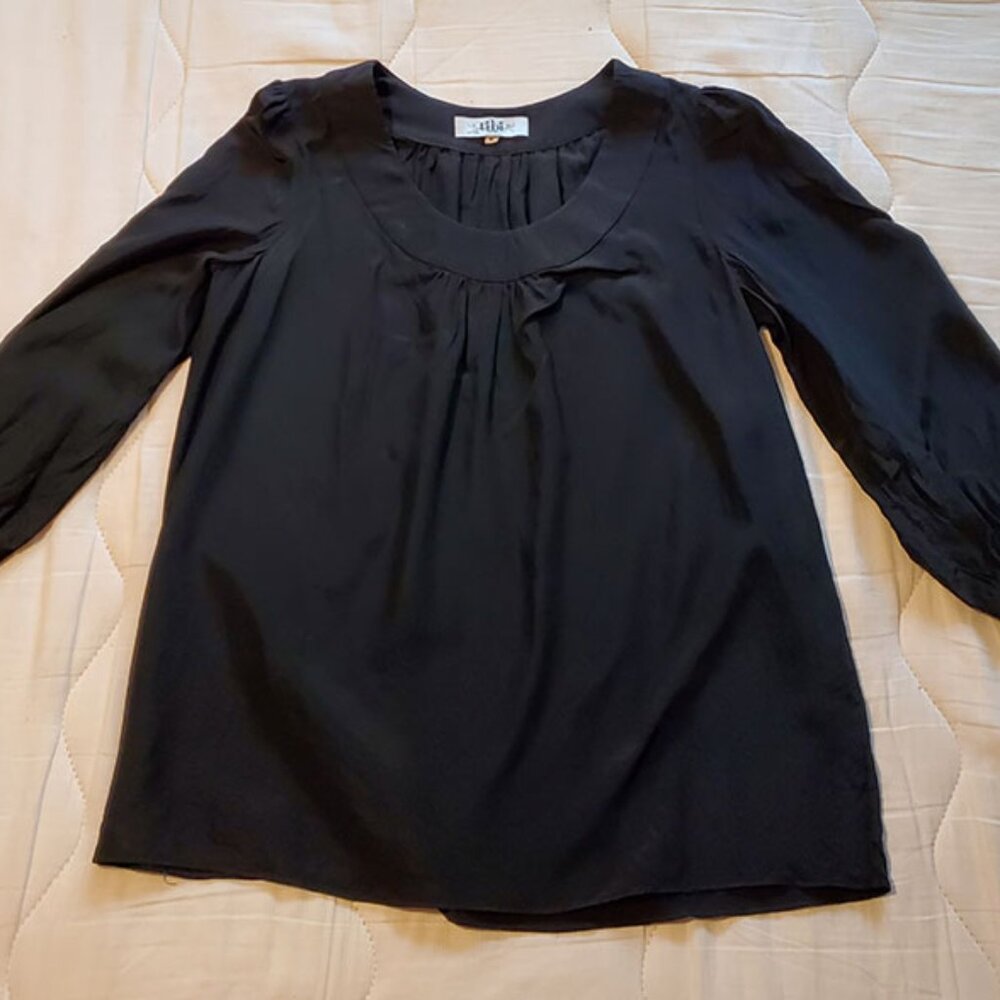 Tibi black silk l/s top size 6